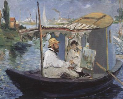 Edouard Manet Monet Painting in his Studio Boat (nn02) china oil painting image